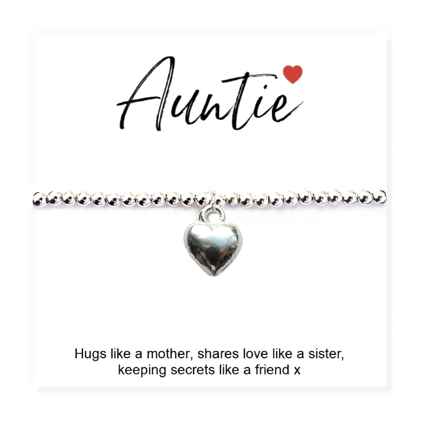 Auntie Gift Card with Heart Charm Bracelet & Gifts Card by Aye Do Gifts