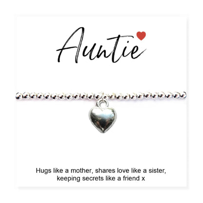 Auntie Gift Card with Heart Charm Bracelet & Gifts Card by Aye Do Gifts
