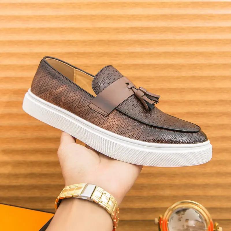 Casual Fashion Men's Plus Size Fringed Leather Shoes by Dropshipman