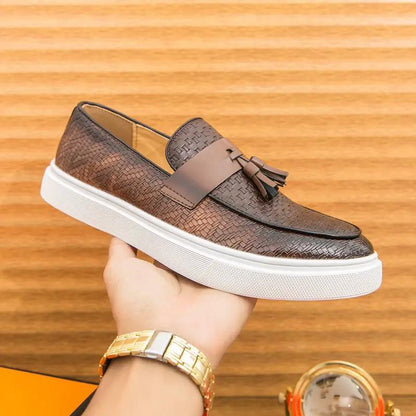 Casual Fashion Men's Plus Size Fringed Leather Shoes by Dropshipman