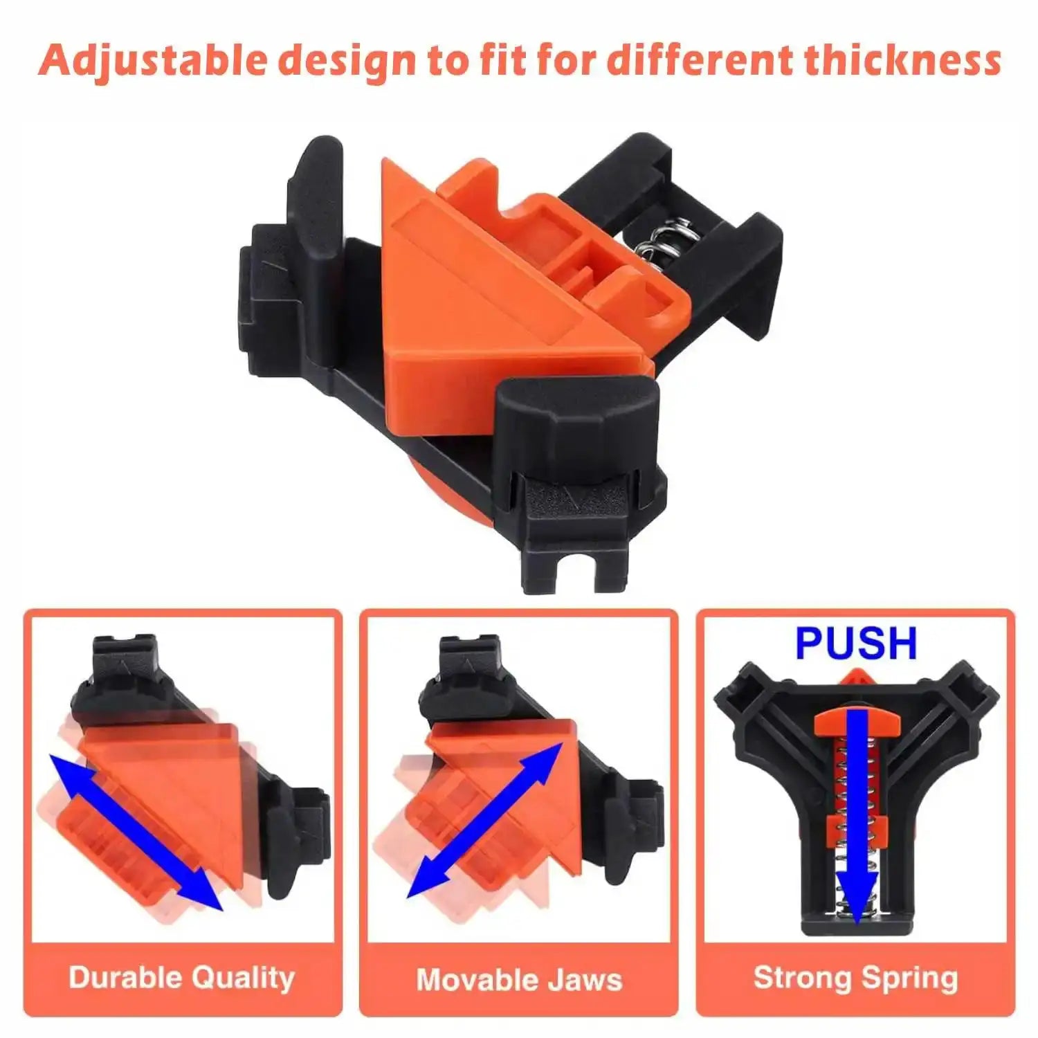60-120Degree Adjustable Corner Clamp-Spring Loaded Right Angle Clip with Single Handle, Heavy Duty Woodworking Tool by All Mart Bristol Ltd