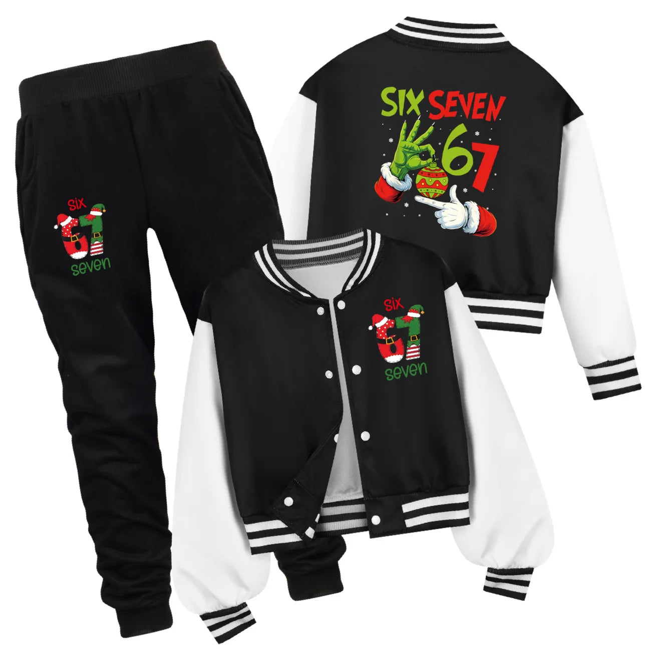 Children's Christmas Six Seven Baseball Hoodie Costume Uniform Casual Spring Autumn Wear for Boys And Girls by All Mart Bristol Ltd