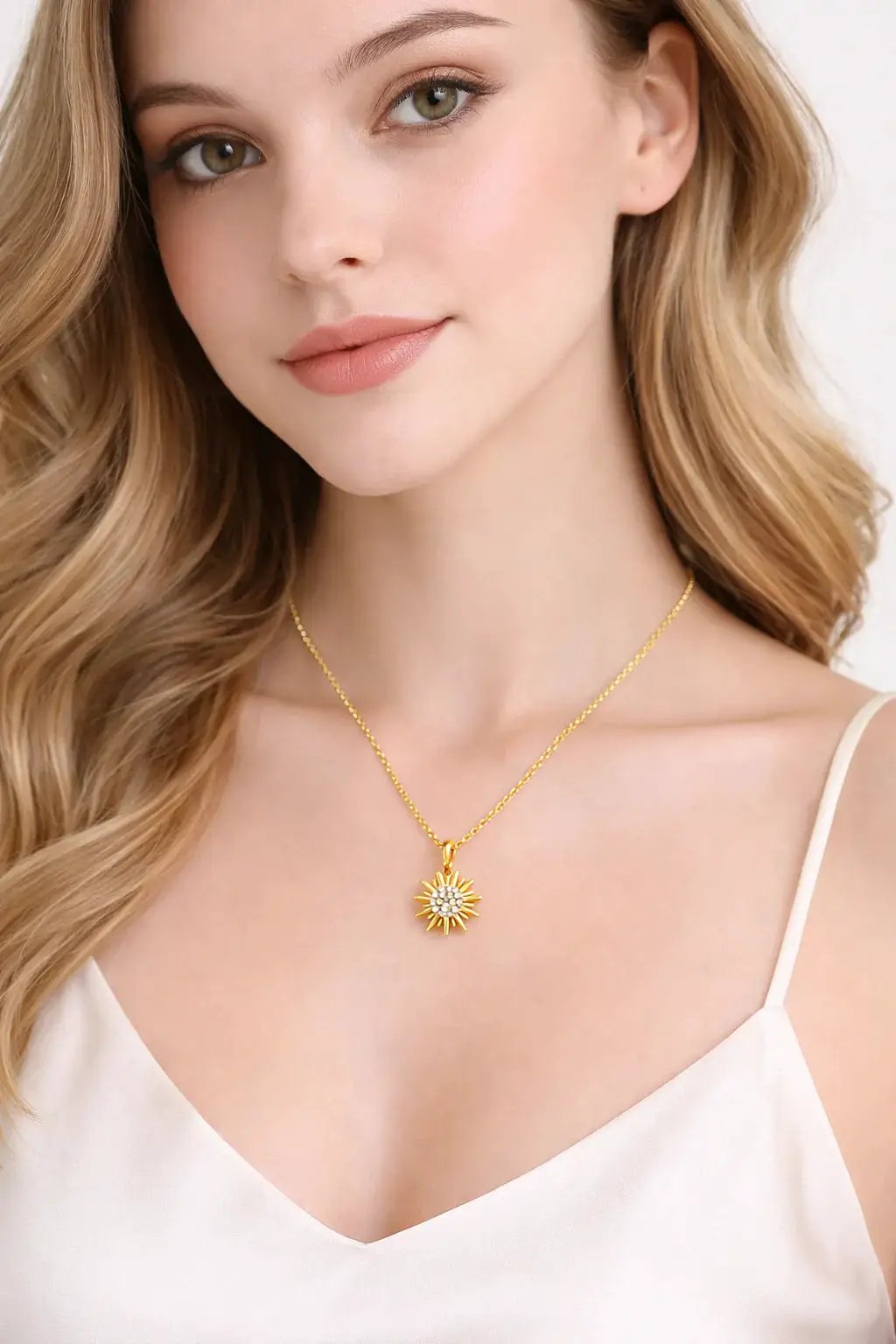925 Sterling Silver Sun Necklace with White Stone – Elegant Celestial Pendant – Minimal Silver Gift for Her by All Mart Bristol Ltd