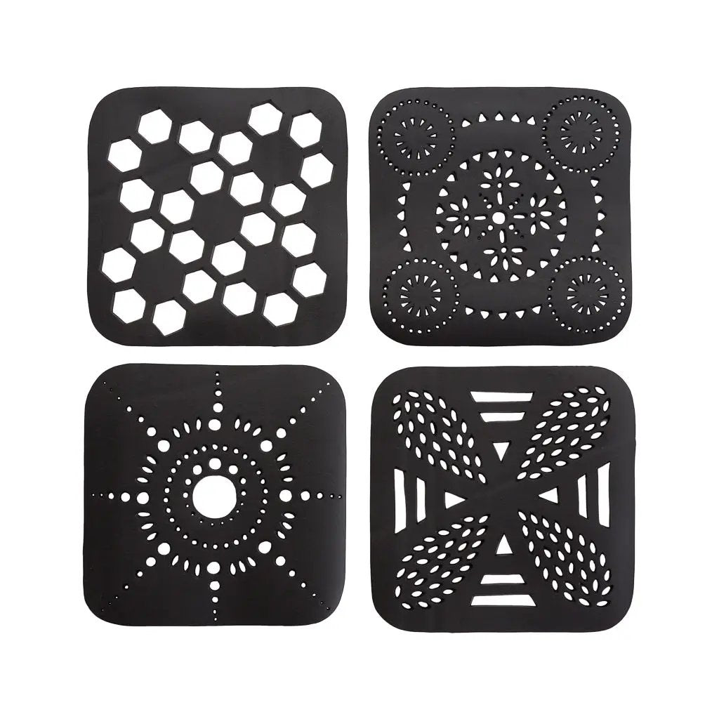 Square Handcrafted Recycled Rubber Coaster - A set of 2 or 4 by Paguro Upcycle