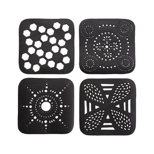 Square Handcrafted Recycled Rubber Coaster - A set of 2 or 4 by Paguro Upcycle