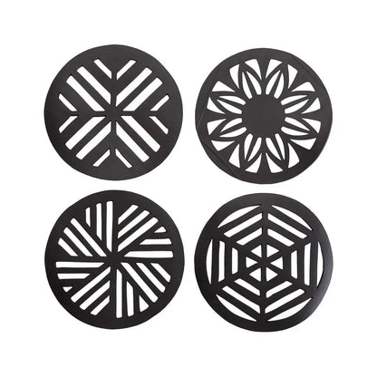 Geometric Handcrafted Recycled Rubber Coasters - Set of 2 or 4 by Paguro Upcycle