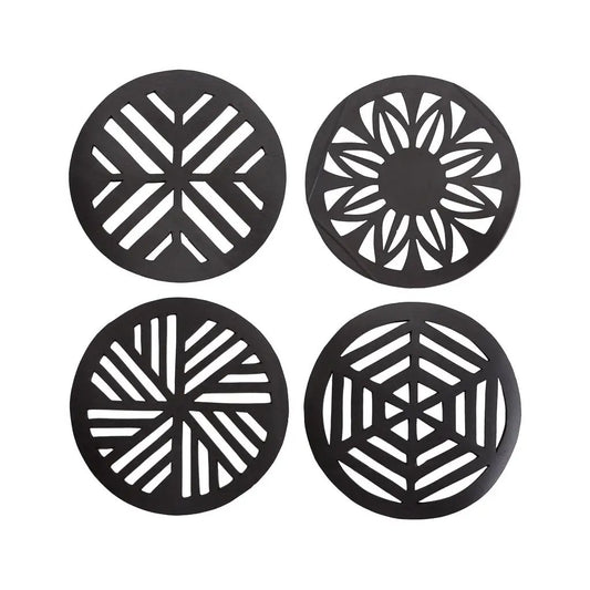 Geometric Handcrafted Recycled Rubber Coasters - Set of 2 or 4 by Paguro Upcycle