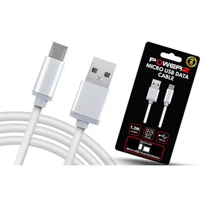 Powerz USB Data Charger Cable for Micro USB 1.2m - White by Aquarius
