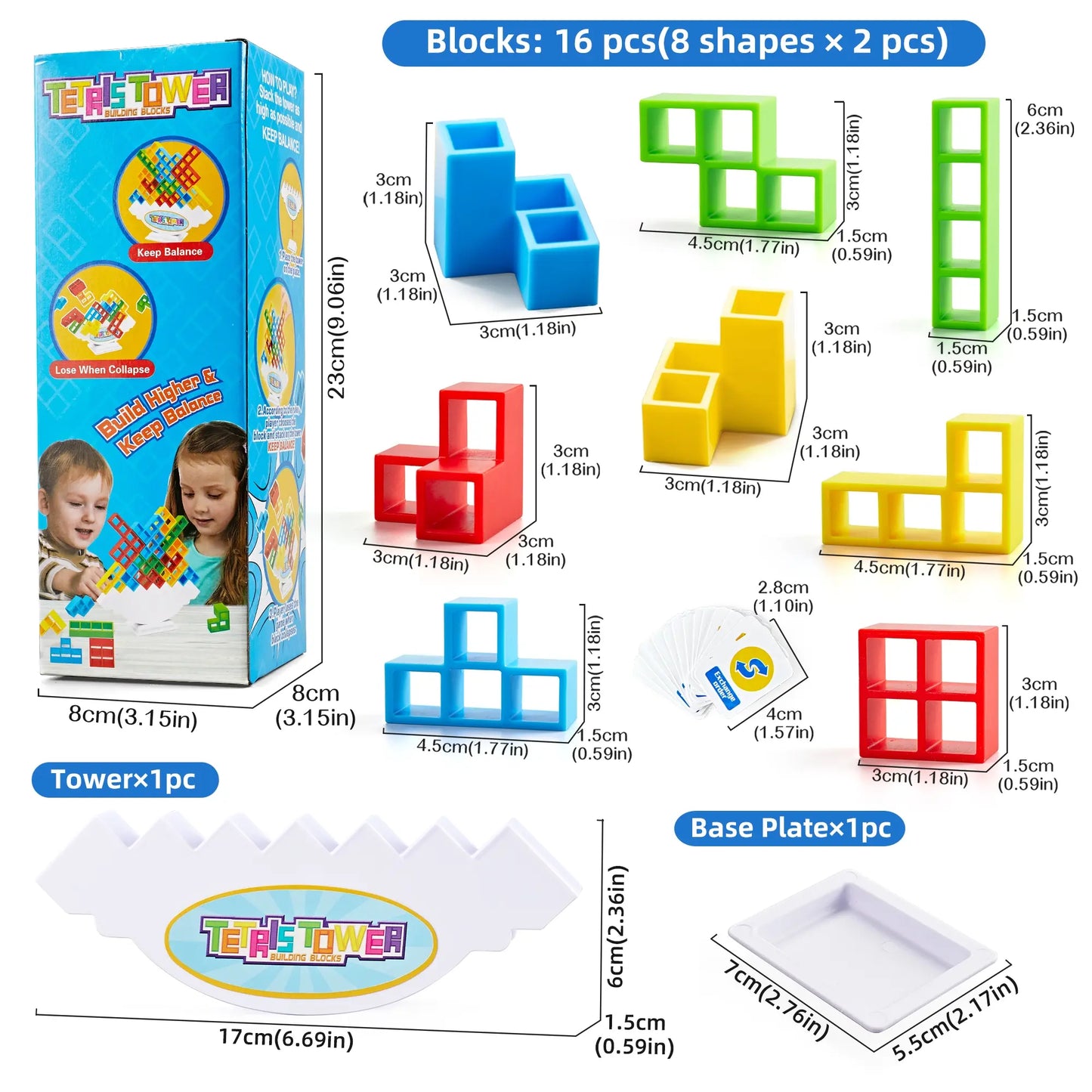 Durable Building Balance Blocks Board Game, 1 Set Tetra Tower Stacking Games, Unisex Birthday Gifts for Kids, Adults, Gift for Her, Fidget Toys Gifts for Kids Toys for Boys, Creative Building Blocks, Family Fun Game, Stem Building Blocks