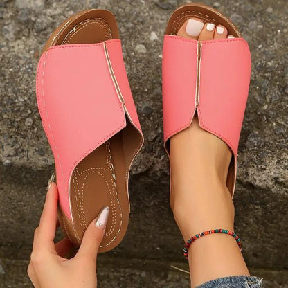 Fashion Solid Wedges Sandals Summer Casual Peep-toe Slippers Outdoor Thick Sole Heightening Slides Shoes Women by Dropshipman