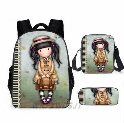 2026 Popular Youthful Anime Santoro Gorjuss 3D Print 3pcs/Set Student Travel bags Laptop Daypack Backpack Shoulder Bag Pencil by All Mart Bristol Ltd