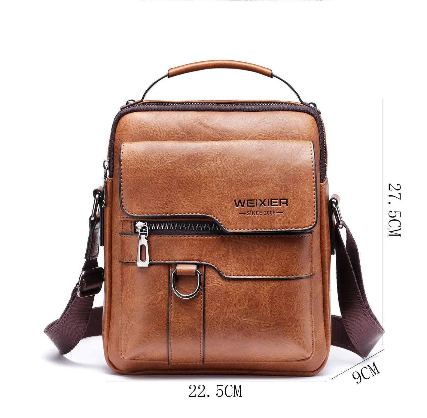 Popular Men's Messenger Bag One Shoulder Retro Business Backpack PU Leather Flaps Crossbody Bags Business Flap Male Solid Travel Bag by Dropshipman