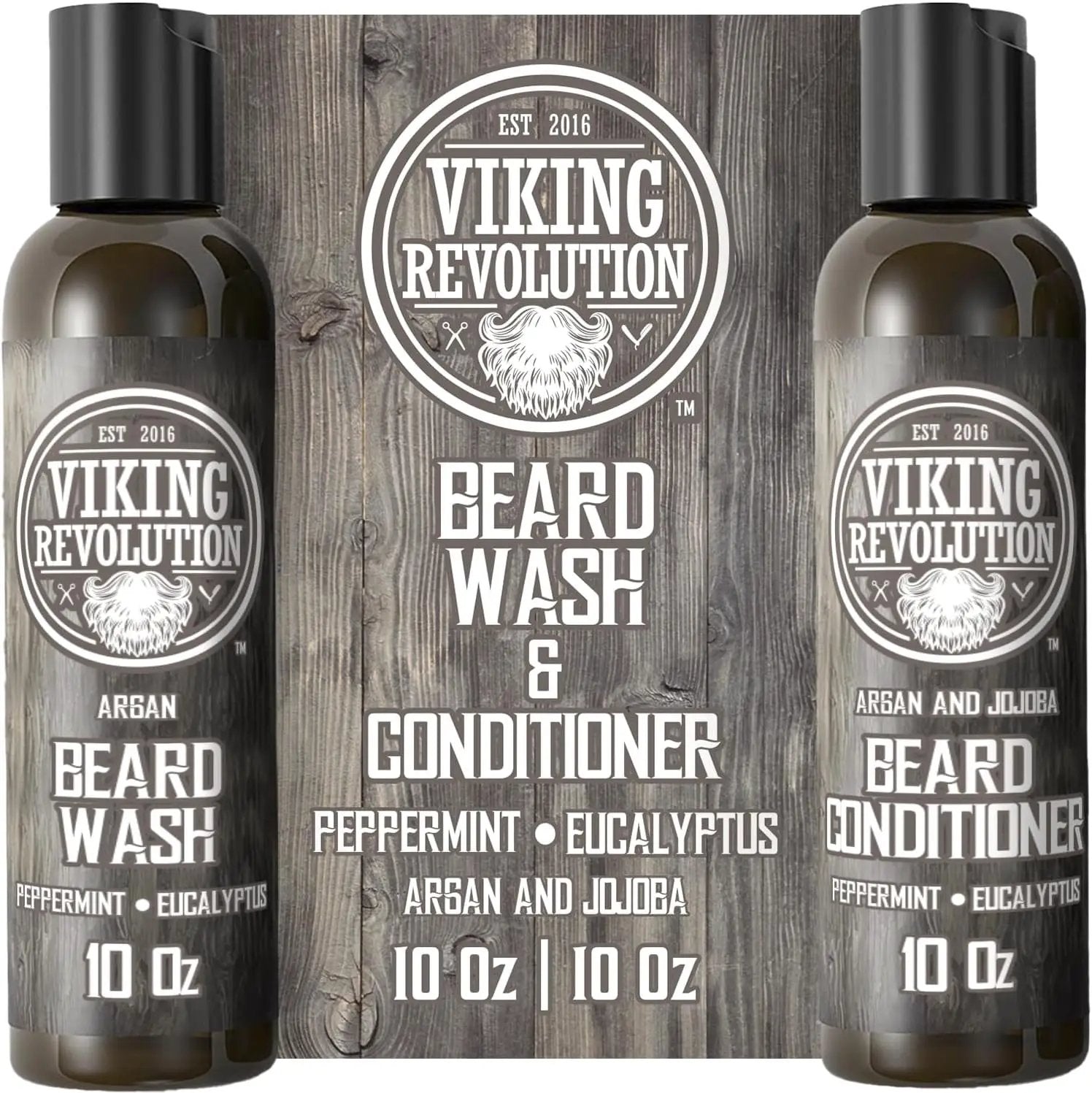 Beard Shampoo and Conditioner Set - Natural Wash & Conditioner with Argan & Jojoba Oils - Softens, Strengthens & Refreshes - Peppermint & Eucalyptus - Perfect Gift for Men - 600ml Total by All Mart Bristol Ltd