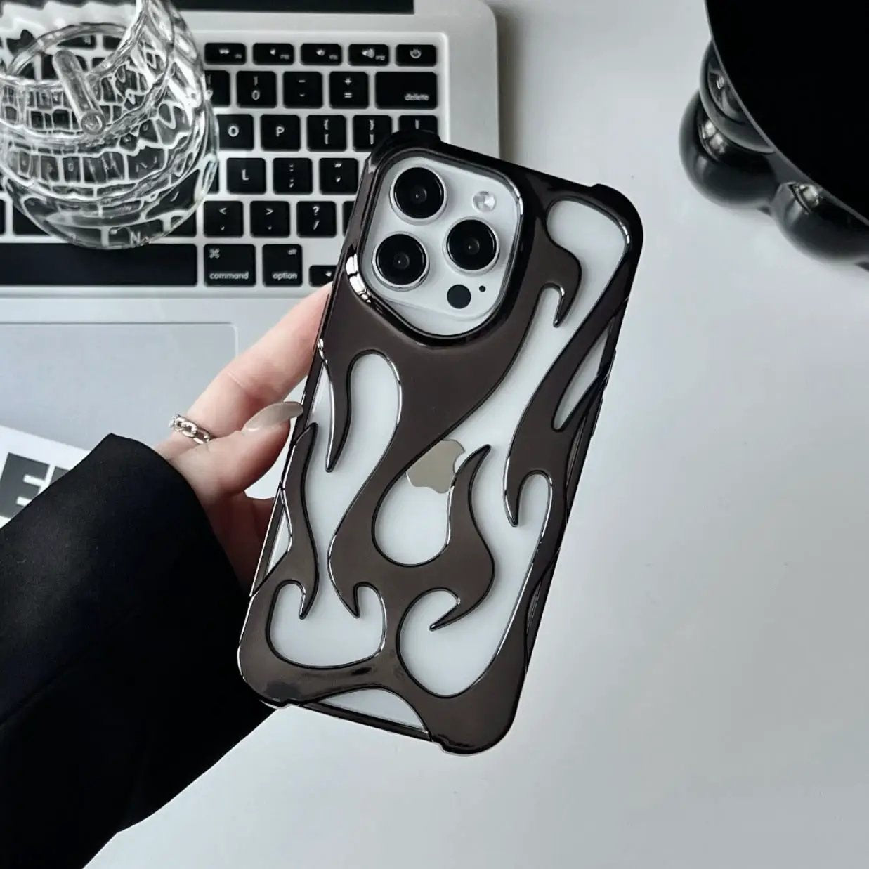 Electroplating Hollow Heat Dissipation Phone Case Flame Pattern High-grade Soft Shell by Dropshipman