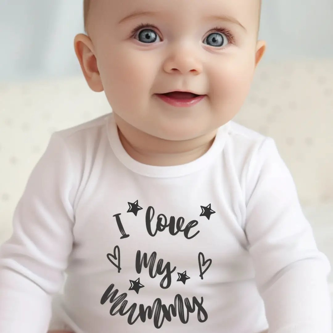 Black & White I Love My Mummy Baby Outfit: Bib, Vest, Baby Grow by Aye Do Gifts