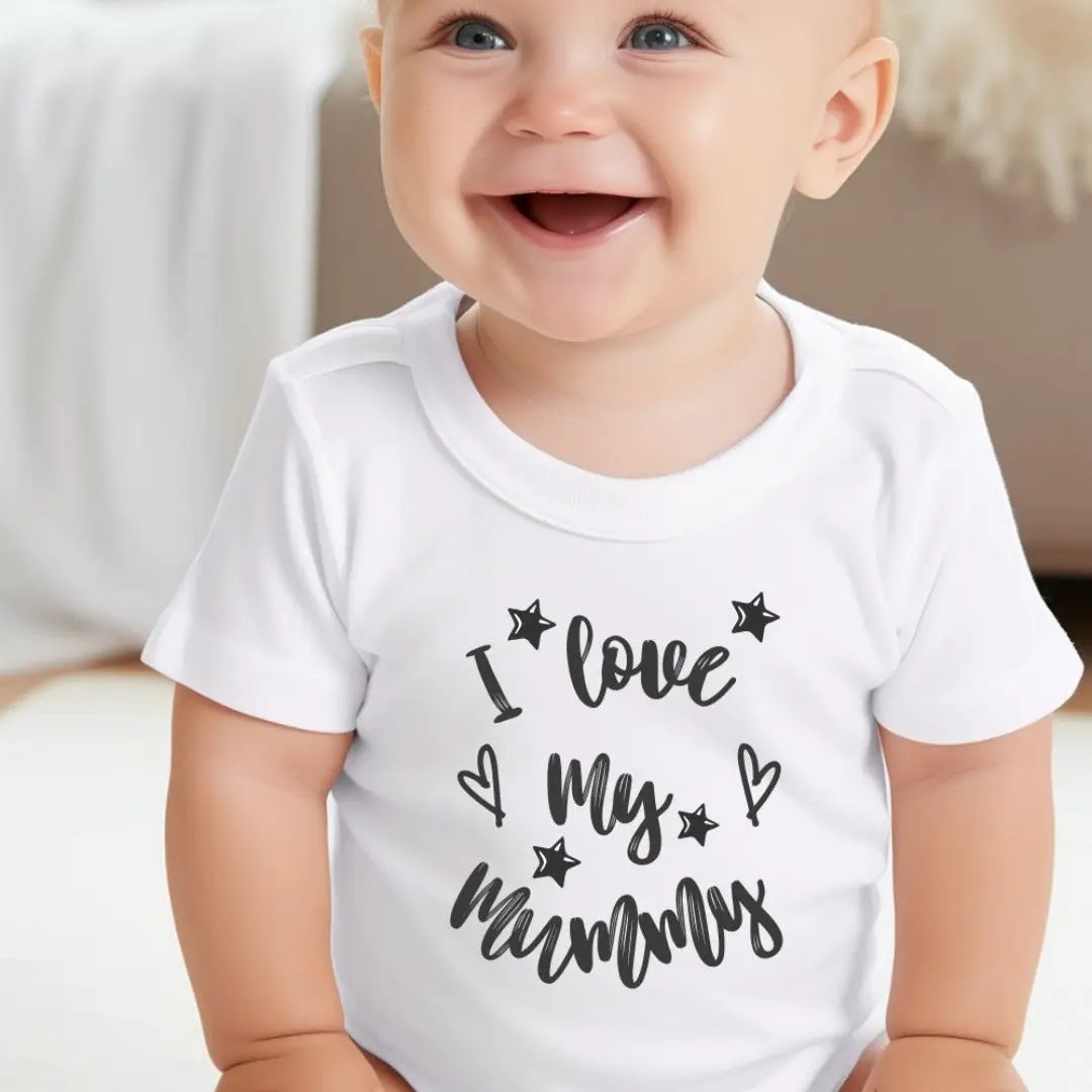 Black & White I Love My Mummy Baby Outfit: Bib, Vest, Baby Grow by Aye Do Gifts