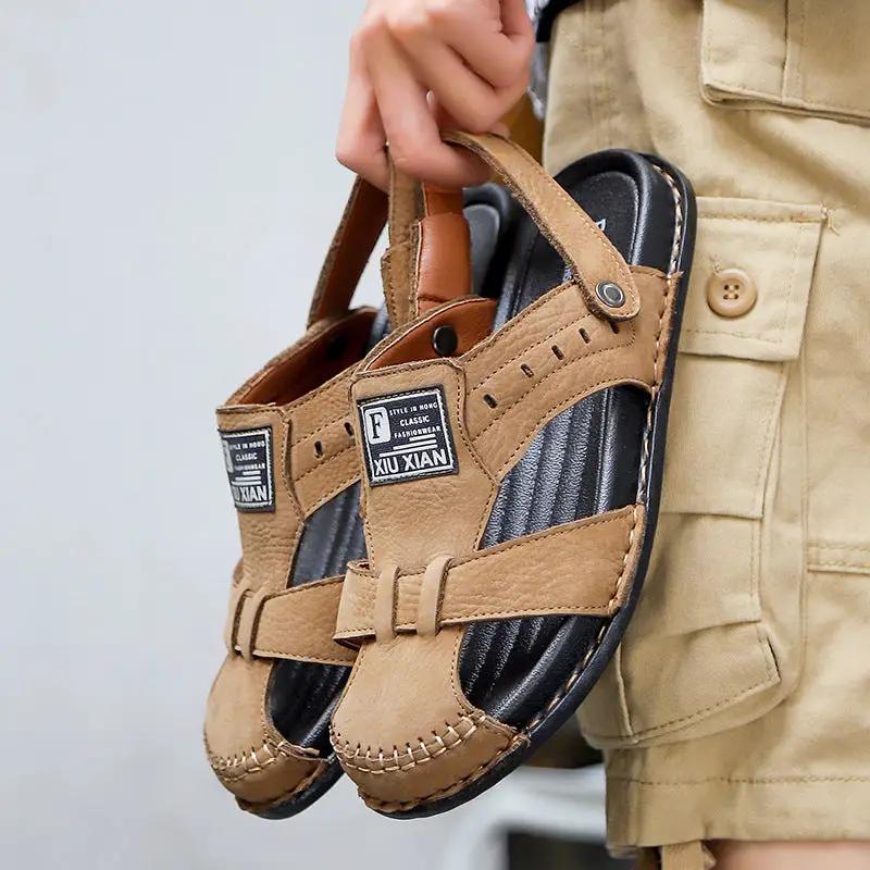 Men's Sports Casual Leather Plus Size Sandals by Dropshipman