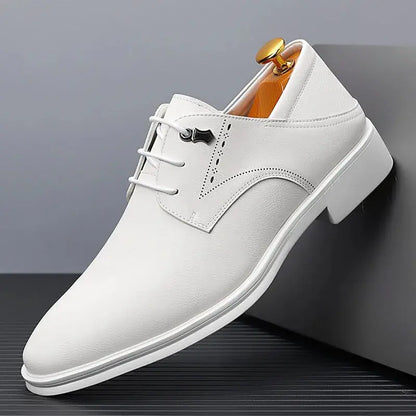 Men's Casual Business White Shoes Slip-On Formal Photography Suit Shoes Pointed Toe Leather Shoes Comfortable All-Match by All Mart Bristol Ltd