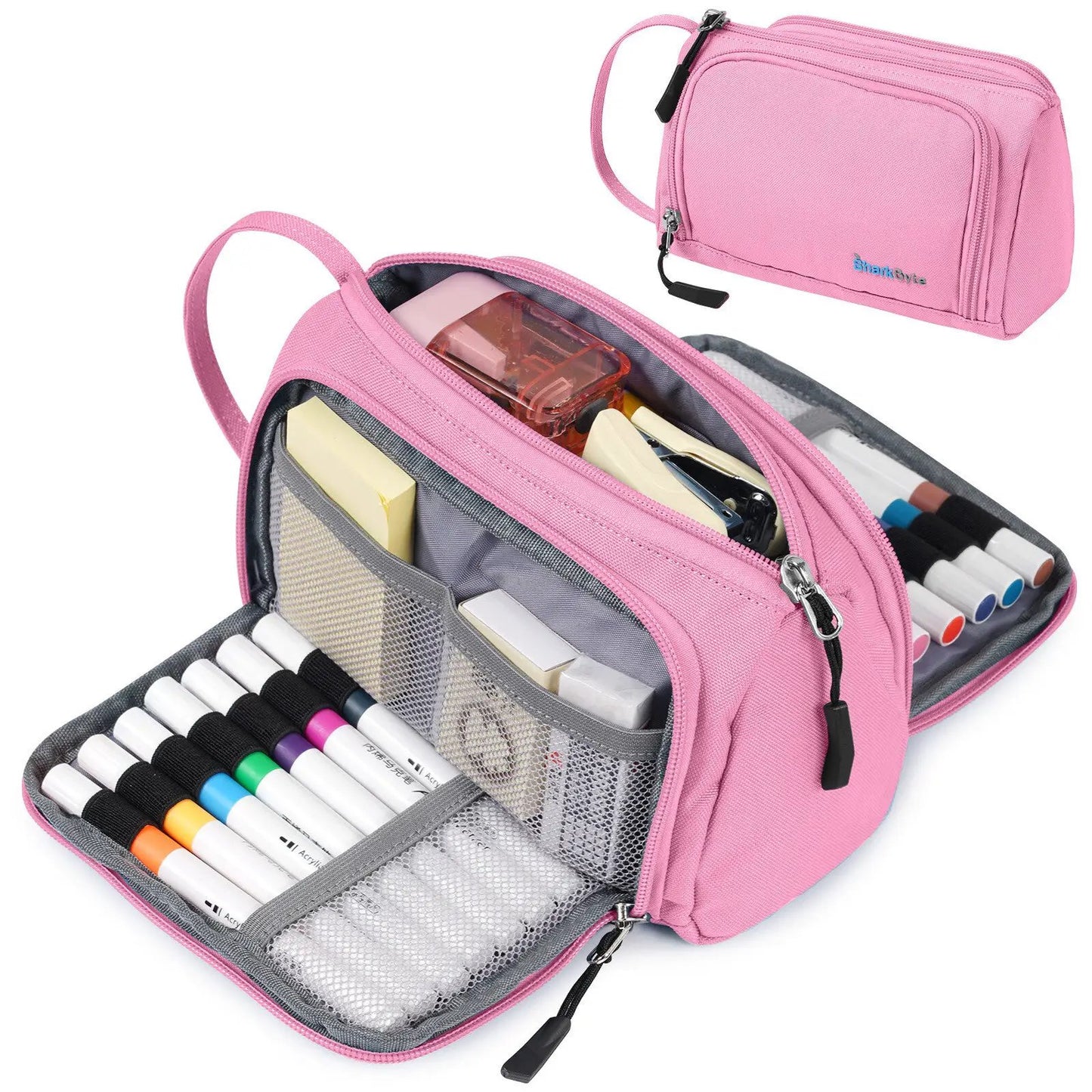 Large Capacity Pencil Case 3 Compartment Stationery Pouches Makeup Bag Storage by All Mart Bristol Ltd