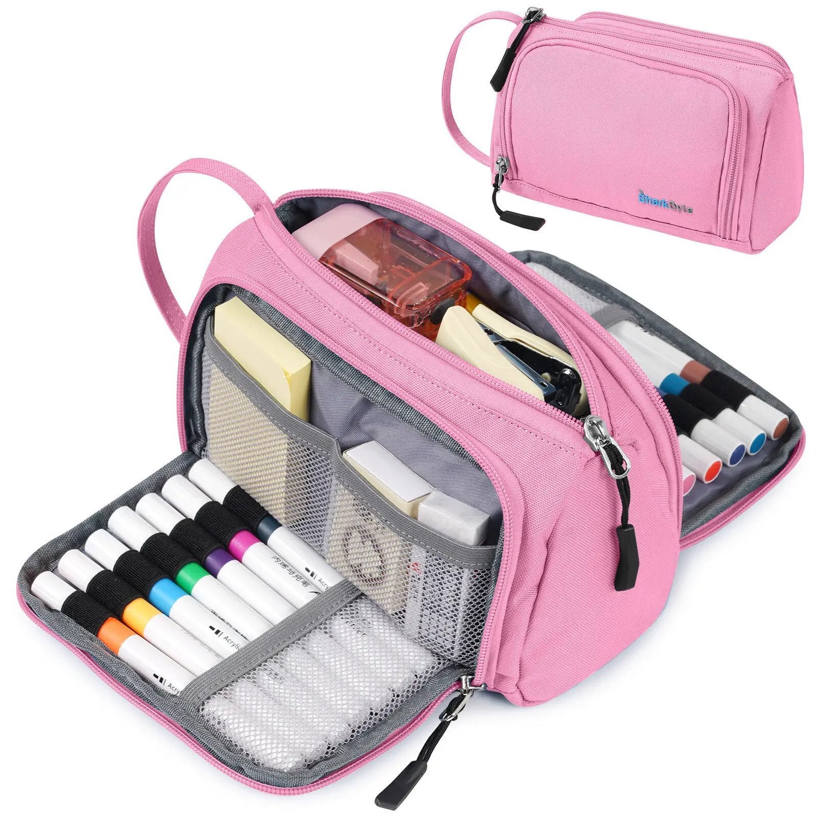 Large Capacity Pencil Case 3 Compartment Stationery Pouches Makeup Bag Storage by All Mart Bristol Ltd