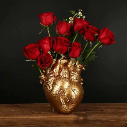 Popular Cross-Border New Texture Heart Vase Flower Cuttings Home Decoration Vase Ornaments Desktop Resin Handicrafts by All Mart Bristol Ltd
