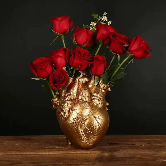 Popular Cross-Border New Texture Heart Vase Flower Cuttings Home Decoration Vase Ornaments Desktop Resin Handicrafts by All Mart Bristol Ltd