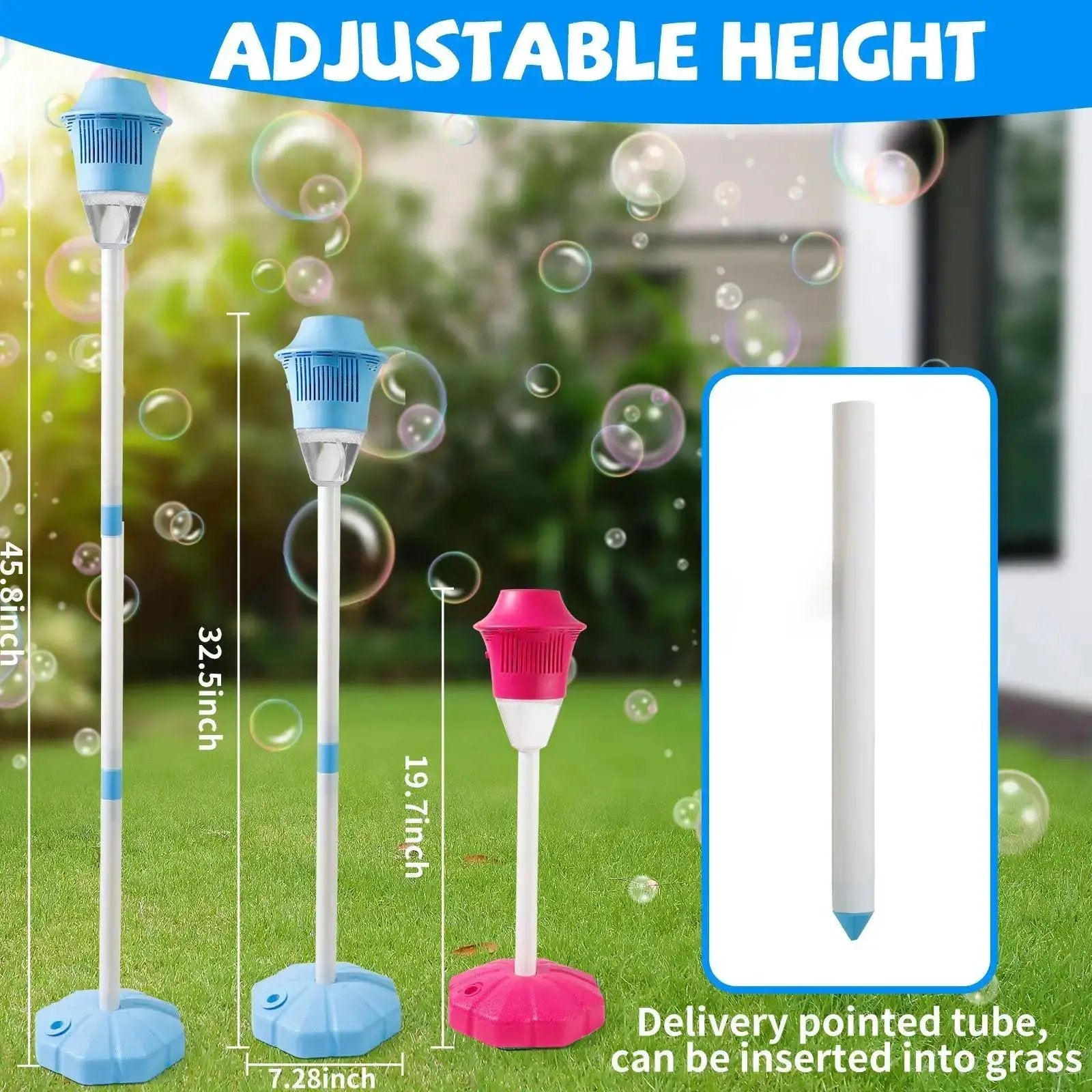 【Summervibes】Bubble Maker Toy for Kids Automatic Bubble Blaster with Music & Lights Adjustable Height Perfect for Outdoor & Partymassive Bubbles by All Mart Bristol Ltd