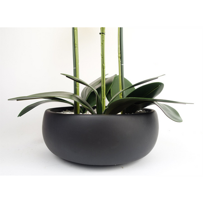 60cm Orchid Artificial Yellow Black Ceramic Planter by Leaf