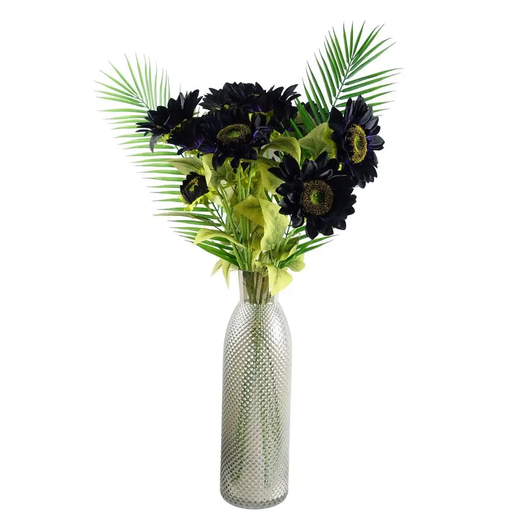 50cm Smoke Grey Diamond Tall Glass Vase by Leaf