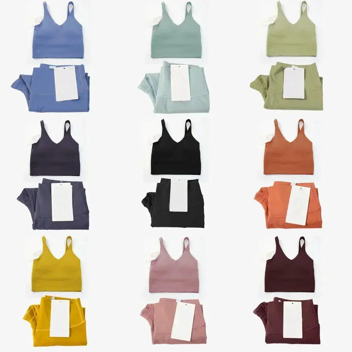 Classic women's 2-piece yoga outfit: U-shaped camisole top & high-waisted nude-feel leggings, suitable for fitness and workout. by All Mart Bristol Ltd