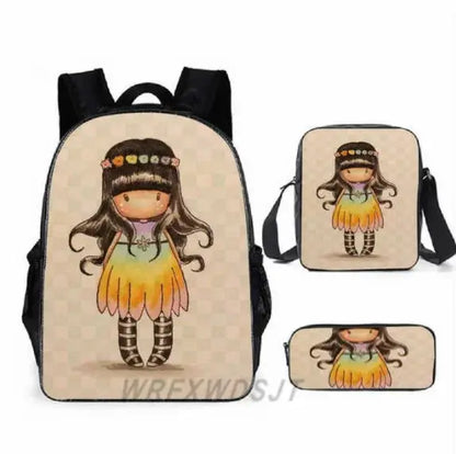 2026 Popular Youthful Anime Santoro Gorjuss 3D Print 3pcs/Set Student Travel bags Laptop Daypack Backpack Shoulder Bag Pencil by All Mart Bristol Ltd