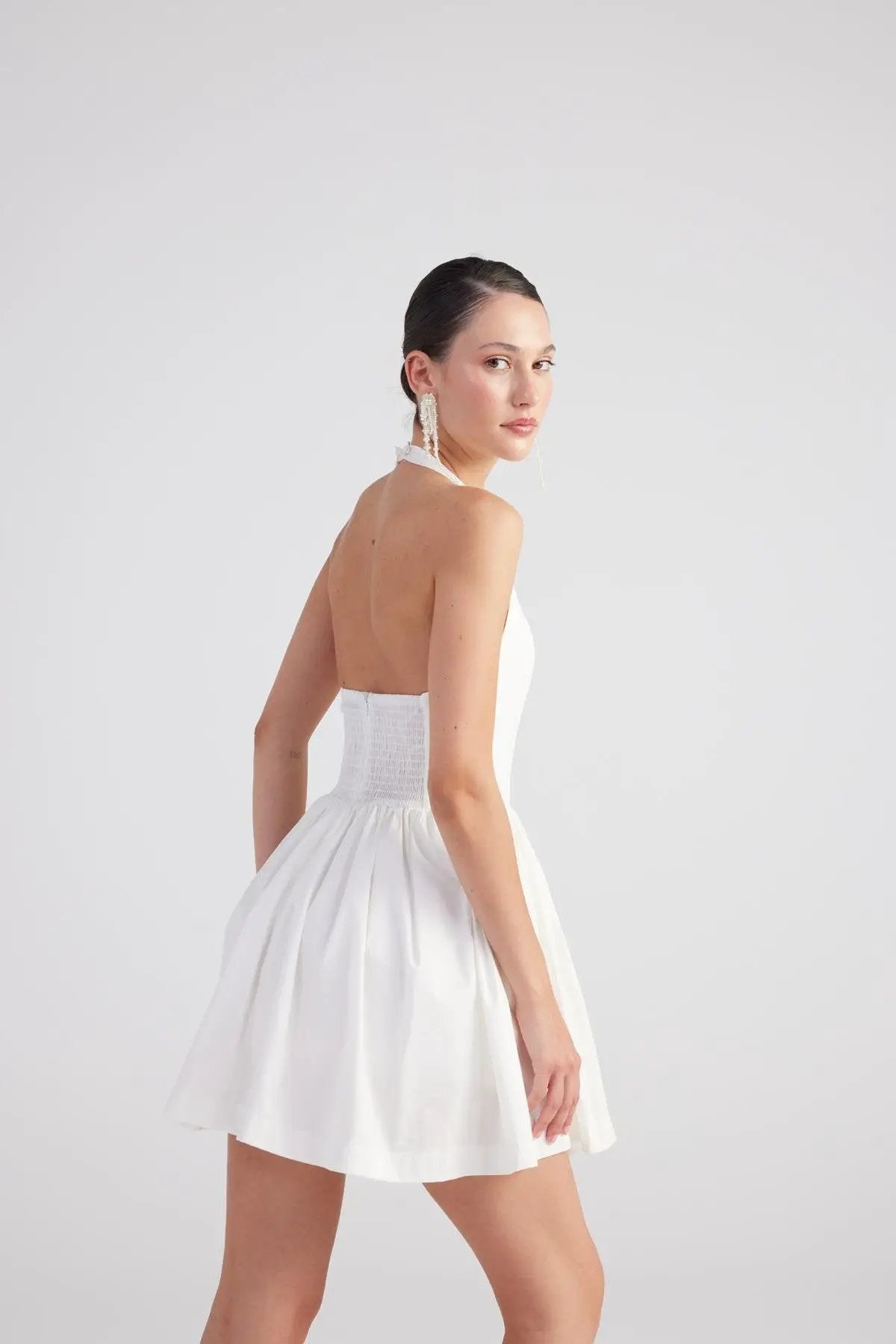 Teresa White Pleated Skirt Mini Dress by Holly Lolly
