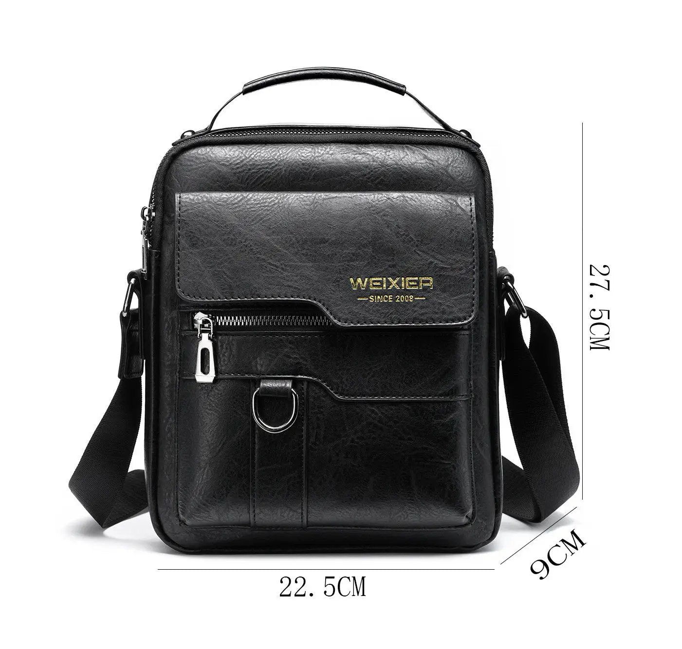 Popular Men's Messenger Bag One Shoulder Retro Business Backpack PU Leather Flaps Crossbody Bags Business Flap Male Solid Travel Bag by Dropshipman