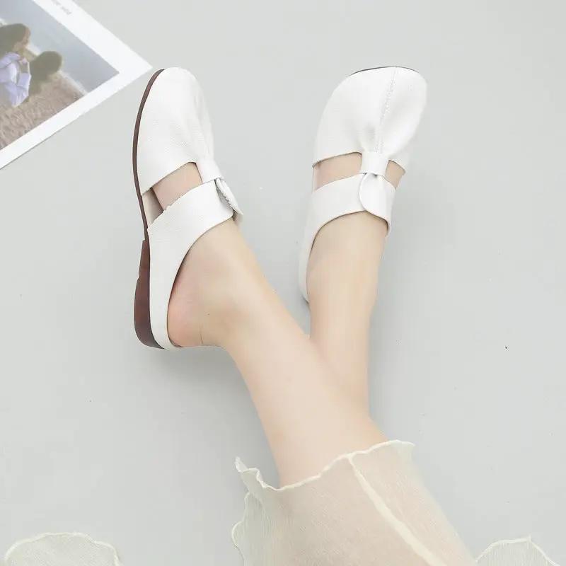 Flat-Soled Soft-Soled Lazy Casual Closed-Toe Half Slippers Mother Shoes by Dropshipman
