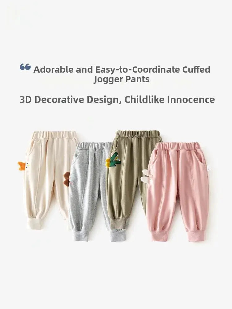 Loose Children's Sport Pants Boy's Spring Clothes Patchwork Embroidered Casual Trousers Baby Comfortable Long Pants