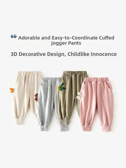 Loose Children's Sport Pants Boy's Spring Clothes Patchwork Embroidered Casual Trousers Baby Comfortable Long Pants