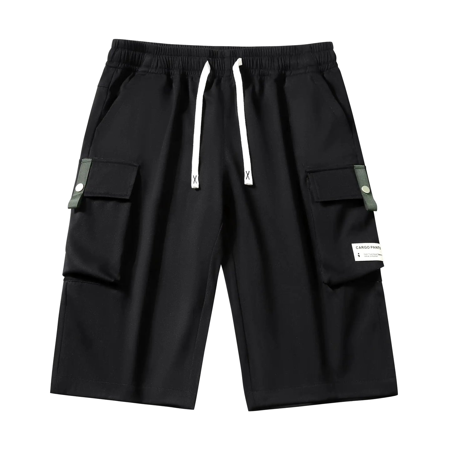 Men'S Summer Casual Cargo Shorts - Elastic Drawstring Waist, Multiple Pockets & Letter Patch Design, Regular Fit Mid-Rise Non-Stretch Fabric for Daily Wear & Leisure Activities, Nontransparent Fabric, Menswear, Minimalist Tiktokshopspringglowup by All Mart Bristol Ltd