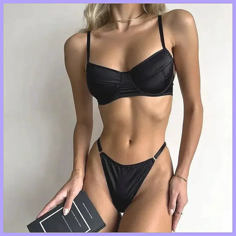 Sexy 2-Piece Lingerie Set Lace Bra & Thong Women's Underwear Patchwork Suits by All Mart Bristol Ltd
