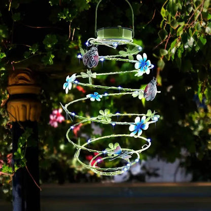Hanging Solar Spiral Light with Butterflies by Avilo