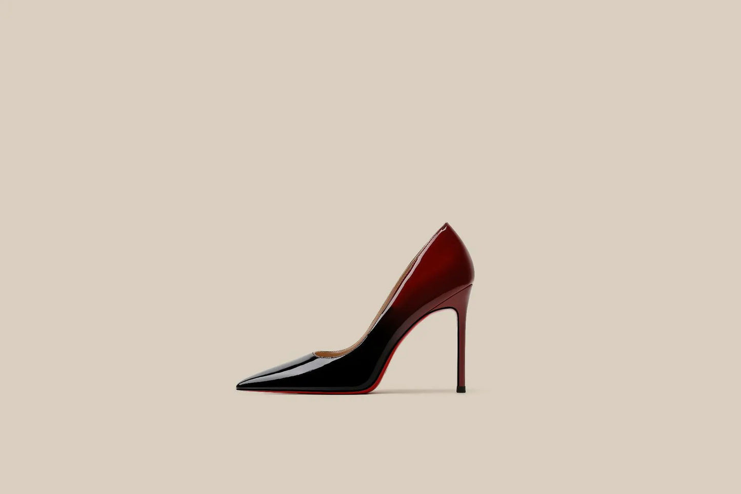 Patent Leather Black Red Gradient Color High Heels Niche Design by Dropshipman