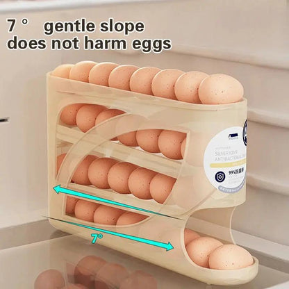 4-Tier Automatic Rolling Egg Rack Refrigerator Egg Storage Container Kitchen Fridge Egg Dispenser Refrigerator Organiser by All Mart Bristol Ltd
