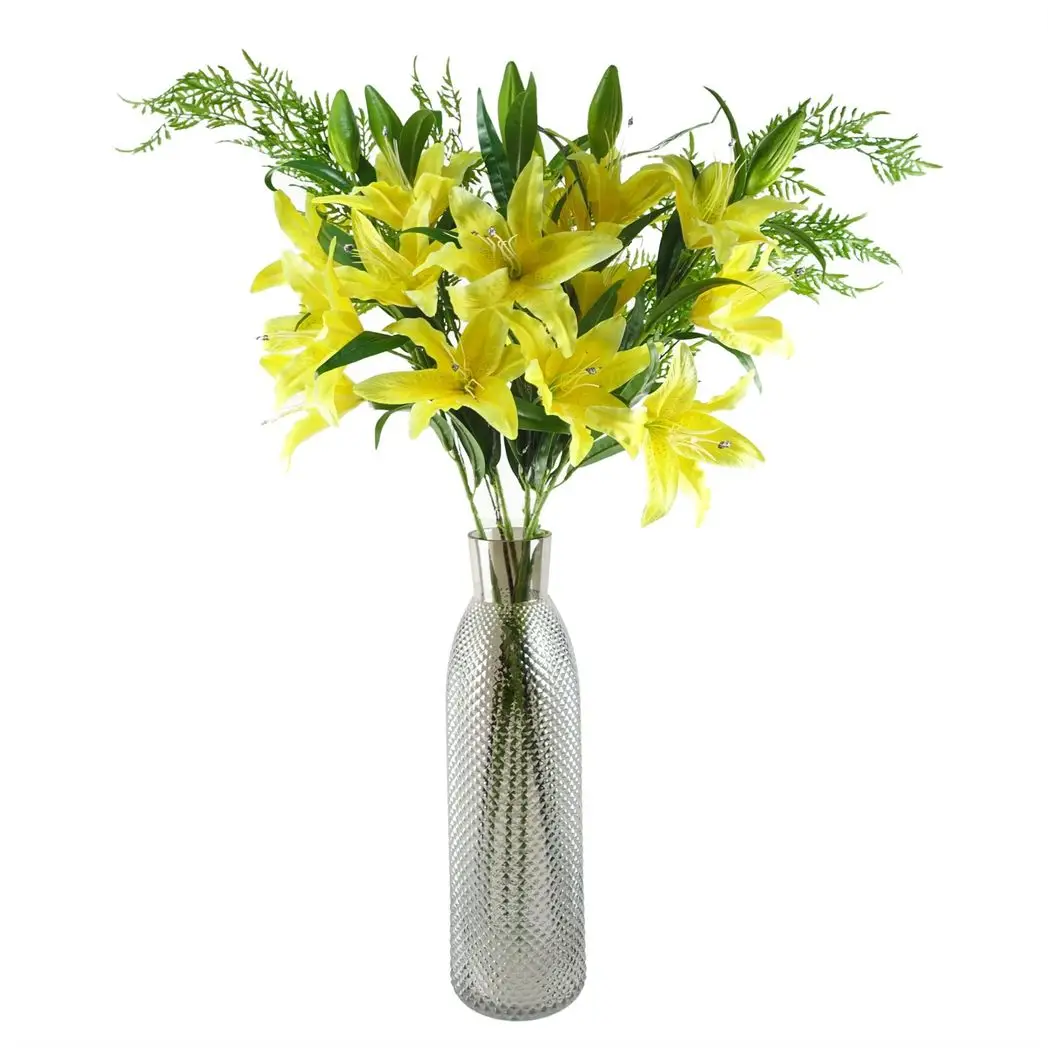 50cm Smoke Grey Diamond Tall Glass Vase by Leaf