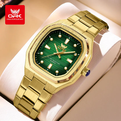 OPK 6044 Original Men Watches Stainless steel Waterproof New Men's Watch Square Dial Luminous Quartz Watch for Men by All Mart Bristol Ltd