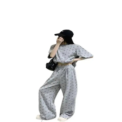 Women's Suit Fashion 2 Piece Set Bow Short Sleeve Set Soft Material For Plus Size Women Casual Summer Loose Fit Slimming Design by All Mart Bristol Ltd
