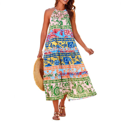 Women’S Boho Printed Tiered Maxi Dress