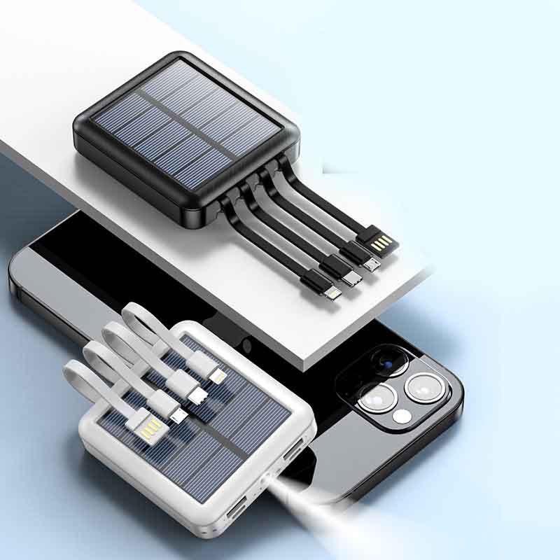 Mini Portable Power Bank With Solar Cable by Dropshipman