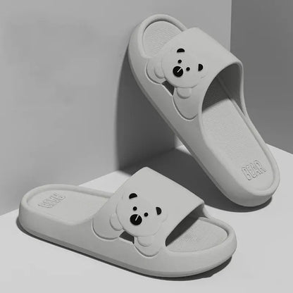 Slippers Bathroom Cartoon Bear Indoor Slippers For Women Lightweight Soft EVA Slides Woman Comfort Home Summer Bathroom Non Slip by All Mart Bristol Ltd