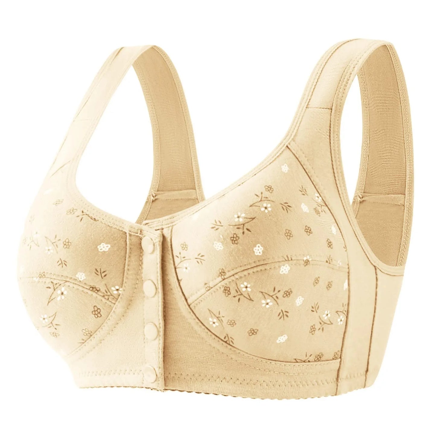 Women's Front Closure Bra Summer Printed Floral Underwear Comfortable Wire-Free Bralette Support U Back Soft Lingerie Apparel by All Mart Bristol Ltd