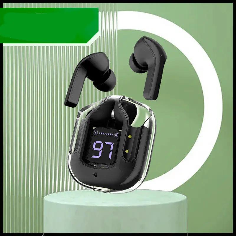 New Mini Transparent Wireless Bluetooth Headset Digital Display ENC Noise Reduction True Wireless Sports Music by Dropshipman