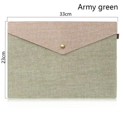 1PC A4/A5 Imitation Linen Big Capacity Document Bag Simple Canvas Felt File Bag Briefcase File Folders Office School Supplies by All Mart Bristol Ltd